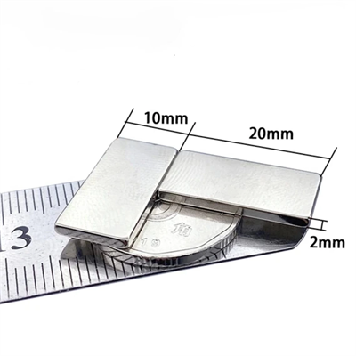 20×10×2 mm N35 Neodyum Mıknatıs – Köşeli, Nikel Kaplama (50’li Set)