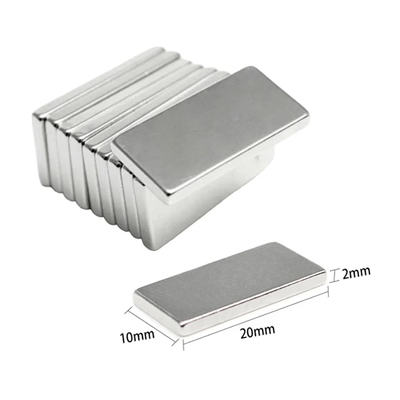 20×10×2 mm N35 Neodyum Mıknatıs – Köşeli, Nikel Kaplama (50’li Set)