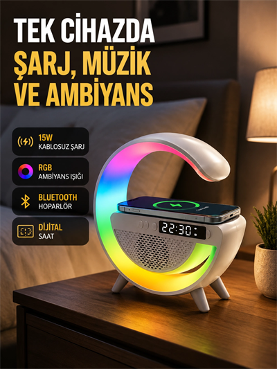 2025 Model 15W Kablosuz Şarjlı Renkli Atmosfer Lambası