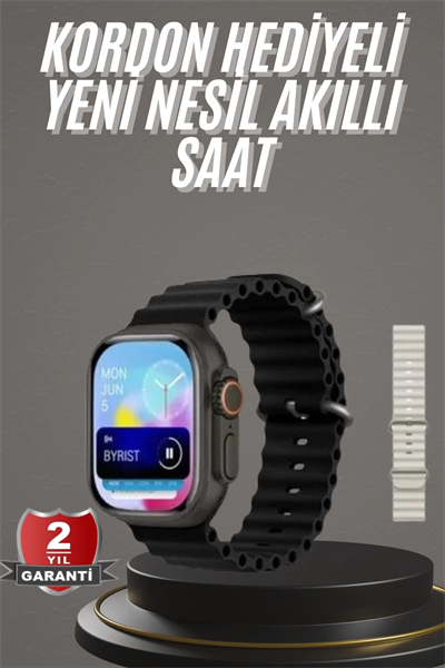 2025 Model Akıllı Saat Çift Kordon Ios Ve Android Arama Cevaplama Sesli Asistan