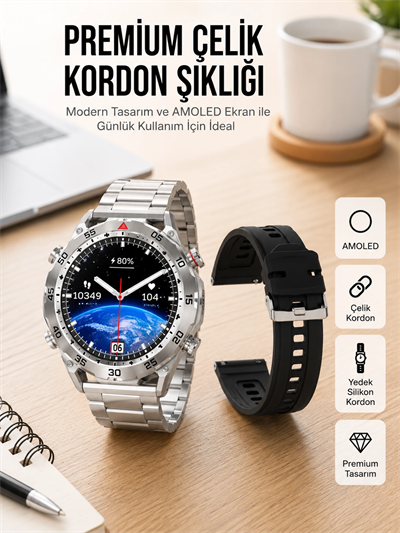2025 Model Yuvarlak Ekran Android ve İOS Uyumlu GPS Takibi Yapabilen Akıllı Saat Yeni Nesil
