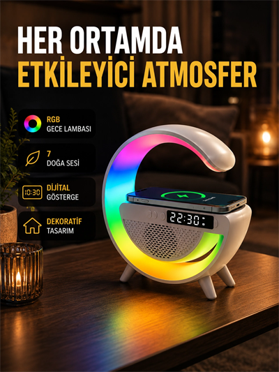 2025 Yeni Seri 15W Kablosuz Şarjlı LED Atmosfer Lambası