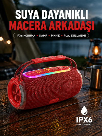 20W Kablosuz Bluetooth Hoparlör RGB Işık Efektli USB/SD/AUX Destekli