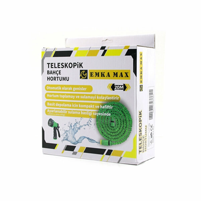 20mt Teleskopik Uzayan Bahçe Hortumu 7 Fonksiyon Ayarlı Tetikli Tabanca Bx40