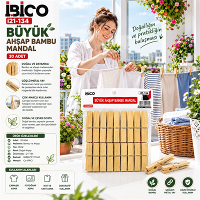 20pcs Büyük Ahşap Bambu Mandal Bx40