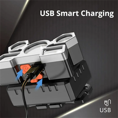 212 Model Şarjlı 5 Led 4 Modlu Cob Led Avcı Balıkçı Kamp Süper Kafa Lambası