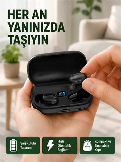 22 Kez Şarj İmkanı Sunan A10s TWS Bluetooth Stereo Kulaklık Yeni Nesil