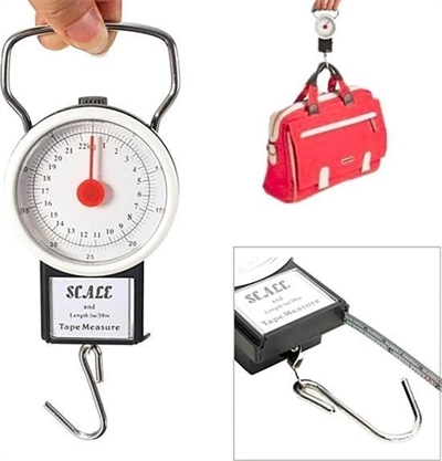 22 Kg/50lb Kancalı Tartı Aleti 1 Metre Mezuralı Askılı Balıkçı Terazisi