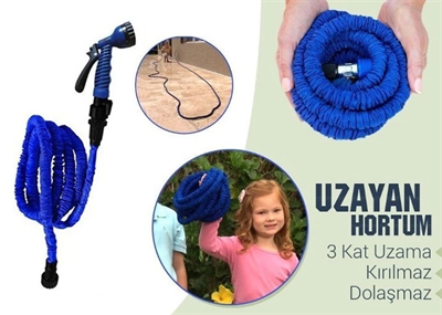 22.5 Metre Uzayan Bahçe Sulama Araç Yıkama Hortumu 7 Kademeli Başlık