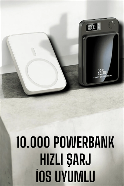 22.5W Magsafe Kablosuz Şarjlı Powerbank Dijital Ekran ve Hızlı Şarj