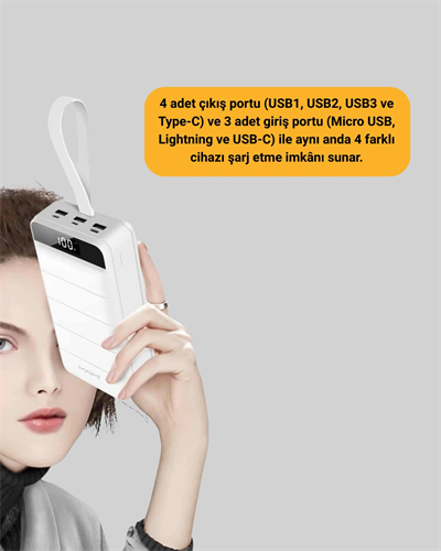 22.5W PD Destekli Taşınabilir Şarj Cihazı Çoklu Çıkışlı Model Powerbank