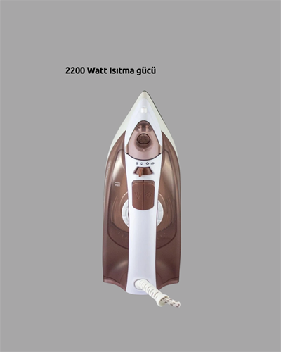 2200 Watt Buharlı Ütü Kahverengi Seramik Taban Şok Buharlı