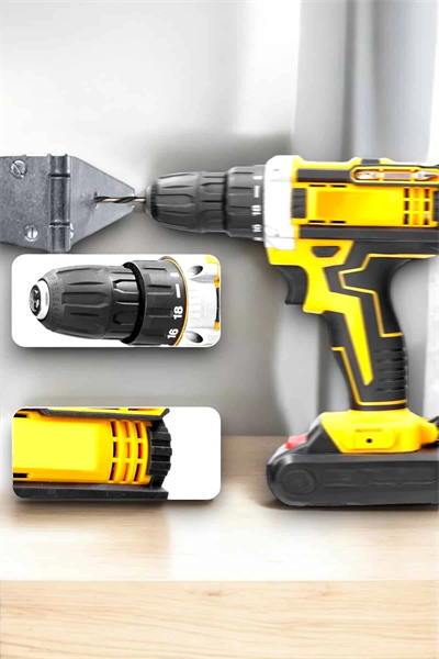 24 Parça Çift Bataryalı Şarjlı Matkap Seti 24W Motor ve Otomatik Mil Kilitli Tasarım