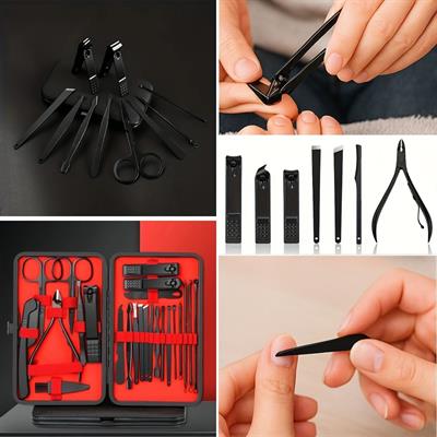 24 Parça Kendiliğinden Deri Çantalı Seyahat Tipi Manikür Pedikür Seti (3936)