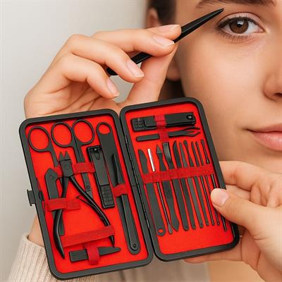 24 Parça Kendiliğinden Deri Çantalı Seyahat Tipi Manikür Pedikür Seti (3936)