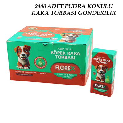 2400 Adet = 1 Koli Köpek - Evcil Hayvan Kaka Torbası Pudra Kokulu - 25x35cm Bx40