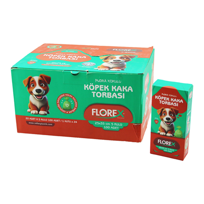 2400 Adet = 1 Koli Köpek - Evcil Hayvan Kaka Torbası Pudra Kokulu - 25x35cm Bx40