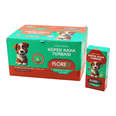 2400 Adet = 1 Koli Köpek - Evcil Hayvan Kaka Torbası Pudra Kokulu - 25x35cm Bx40