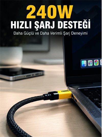 240W 3ü 1 Arada Hızlı Şarj Kablosu USB Type-C Lightning Micro USB
