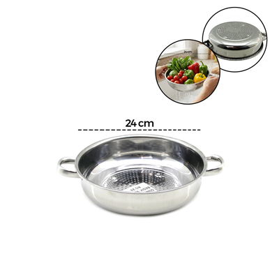 24cm Basık Süzek Metal Süzgeç Kulplu Bx40