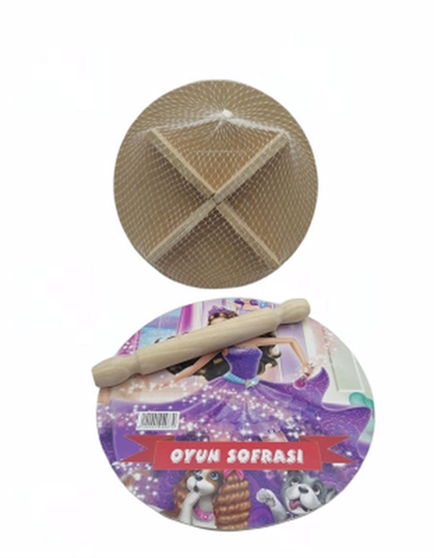24cm Resimli Ahşap Oyun Sofrası Ekmek Tahta Bx40