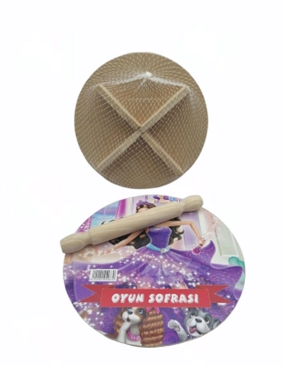 24cm Resimli Ahşap Oyun Sofrası Ekmek Tahta Bx40
