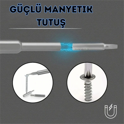 25 Parça 24 Farklı Uçlu Mıknatıslı 25 İn 1  Tornavida Seti Bx40
