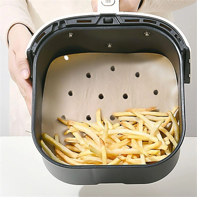 250 Adet Air Fryer Pişirme Kağıdı Tek Kullanımlık Hava Fritöz Yağ Geçirmez Yapışmaz Gıda Pişirme Kağıdı Delikli Kare Model Bx40