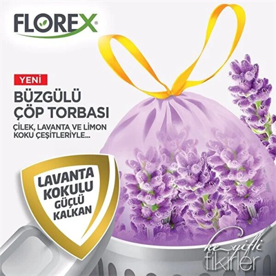 250 Adet Florex-503 Avantaj Lavanta Kokulu Büzgülü Büyük 10pcs 65x70cm Çöp Torba 25x10=250 Bx40