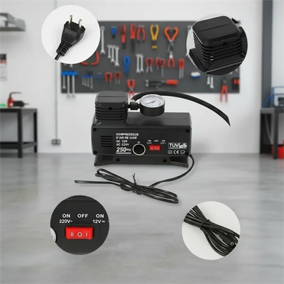 250 PSI Oto Hava Kompresörü - 220V ve 12V Uyumlu Yol Yardım Lastik Şişirme Pompası