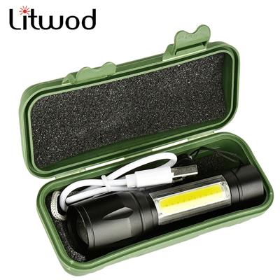 2500 Lumens + 5W COB LED USB Lion Şarjlı Ultra Güçlü Q5 XPE Su Geçirmez Şarjlı El Feneri (3936)