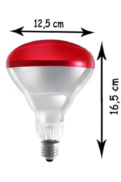 250W Kızılötesi (infrared) Isıtıcılı Hayvan Isıtma ve Kuluçka Lambası (Kırmızı Işık) E27 (Kalın Duy)