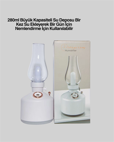 280 ml Tanklı Retro Gaz Lambası Difüzör USB Şarjlı Hava Nemlendirici
