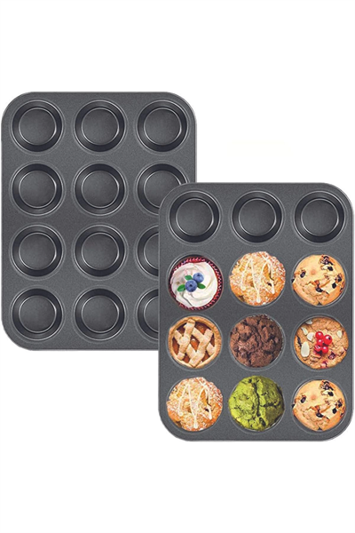 2Lİ SET Muffin Kalıbı 12li Fırın Mini Kek Browni Kekstra Kalıbı Cupcake  ülü