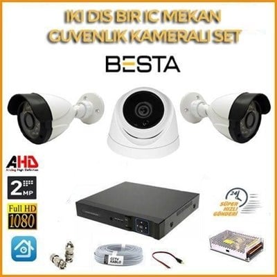 2MP 1080P 2 Dış Mekan 1 İç Mekan Kameralı Ahd Güvenlik Seti