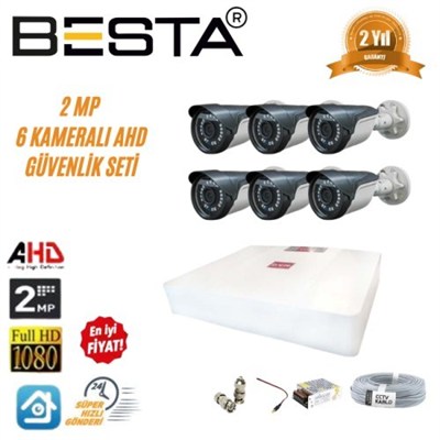 2MP Ahd 1080P Gece Görüşlü 6 Kameralı Güvenlik Sistemi