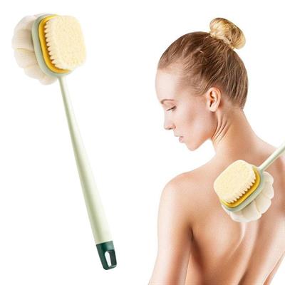 2'si 1 Arada Çift Taraflı Uzun Saplı Fırçalı Banyo Vücut Sırt Fırçası Banyo Lifi (3936)