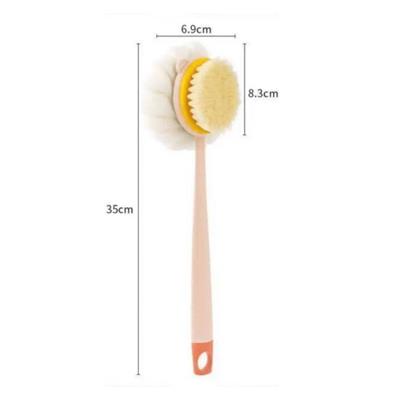 2'si 1 Arada Çift Taraflı Uzun Saplı Fırçalı Banyo Vücut Sırt Fırçası Banyo Lifi (3936)
