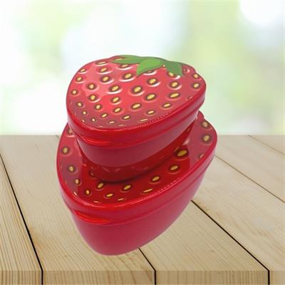 2'li İç İçe Geçebilen Çilek Model Saklama ve Beslenme Kabı Seti (550 ml + 250 ml) (3936)