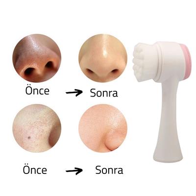 2'li Set Çift Taraflı Cilt Temizleme Fırçası ve Yeşim Taşı Çift Taraflı Cilt Masaj Aleti (3936)