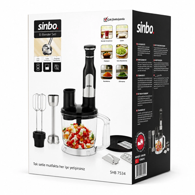 2hız Ayar - Paslanmaz Çelik Bıçak El Multi Blender Seti 2 Lt Hazneli Shb-7534 Bx40
