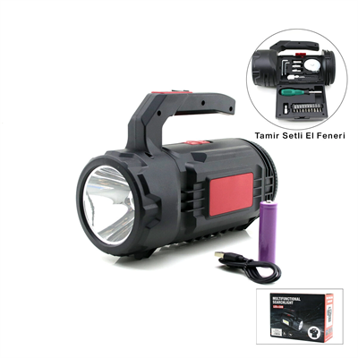 2in1 19pcs = Tamir - Hırdavat Seti El Fener - Projektör Led + Cob Usb - Type-c - Pil Şarjlı Hs-310 Bx40