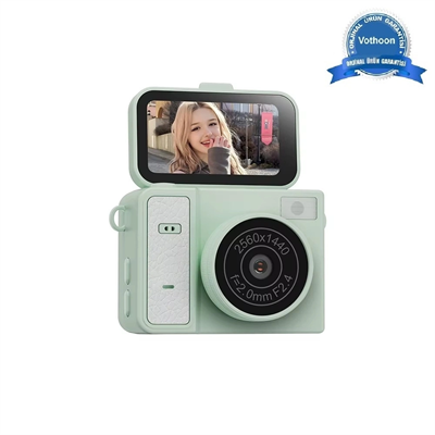 2k Mini Dijital Retro Video Kamera Flaşlı Dijital Vlog Mini Fotoğraf Makinesi Türkçe Menü Yeşil