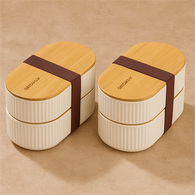 2li 1000ml Ahşap Kapaklı Lunch Box Set Bambu Diyet Yemek Kabı Saklama Kutusu Öğle Yemeği Kutusu