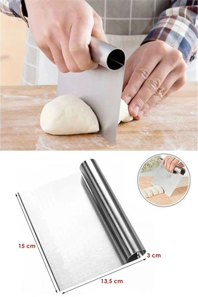 2li Set Hamur Şekillendirici Eğik Pasta Spatulası +metal Hamur Kesici Kazıyıcı Spatula