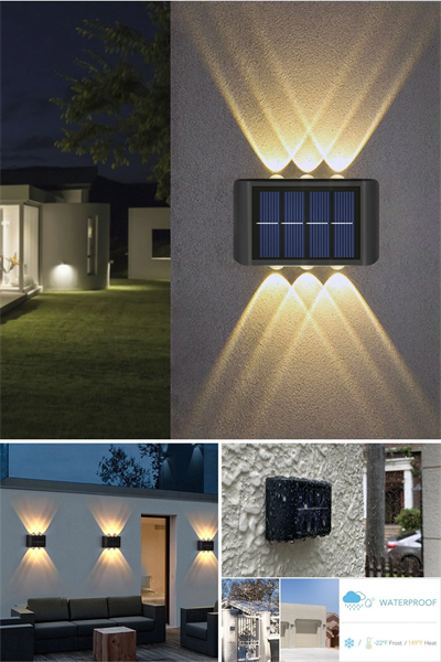 2li Set Solar Duvar Lambası - 6 Ledli Aplik - Gün Işığı Rengi - IP65 Su Geçirmez