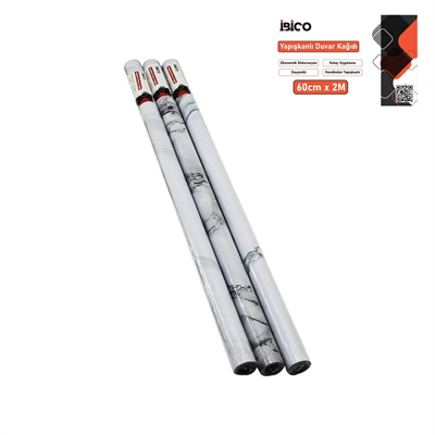 2mt X 60cm Beyaz Mermer Desenli Tezgah Üstü Folyo Sticker - Duvar Kağıt Kendinden Yapışkanlı - Eko Dekorasyon - Dayanıklı Bx40