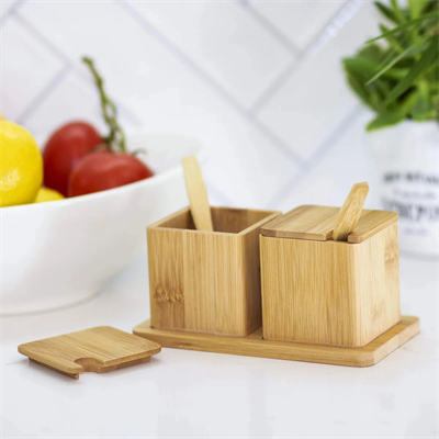 2pcs Baharatlık - Tuzluk Ahşap Bambu Bx40