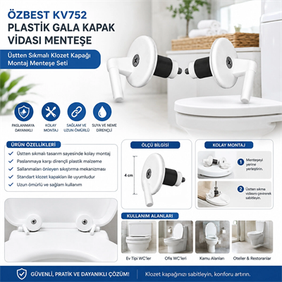 2pcs Üstten Sıkmalı Plastik Klozet Kapak Menteşesi Vidası Bx40