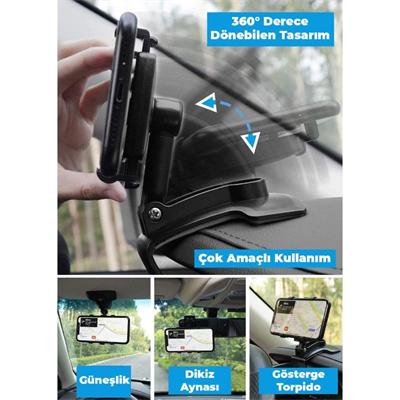 2si 1 Arada Araç Telefon Tutucu - Numaratörlü - Gösterge Üzerine Takılabilir